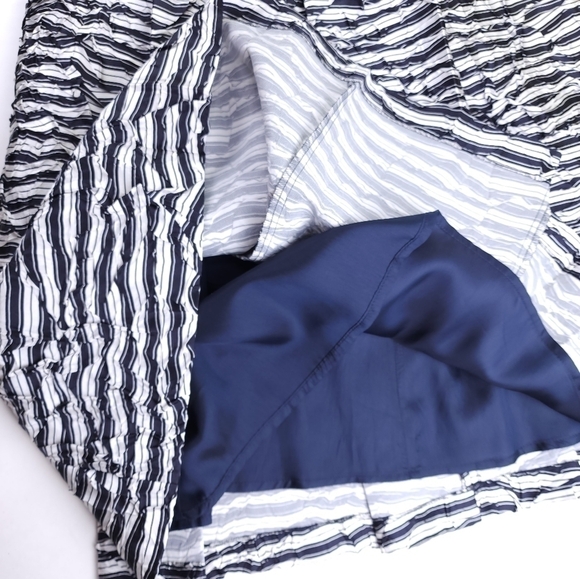 New Michael Kors Amazing Navy White Striped Crinkle Pleated Dress Sz 4 - Picture 11 of 16